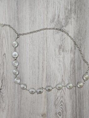 New Boho Sunflora Silvertone Metal Statement Belt